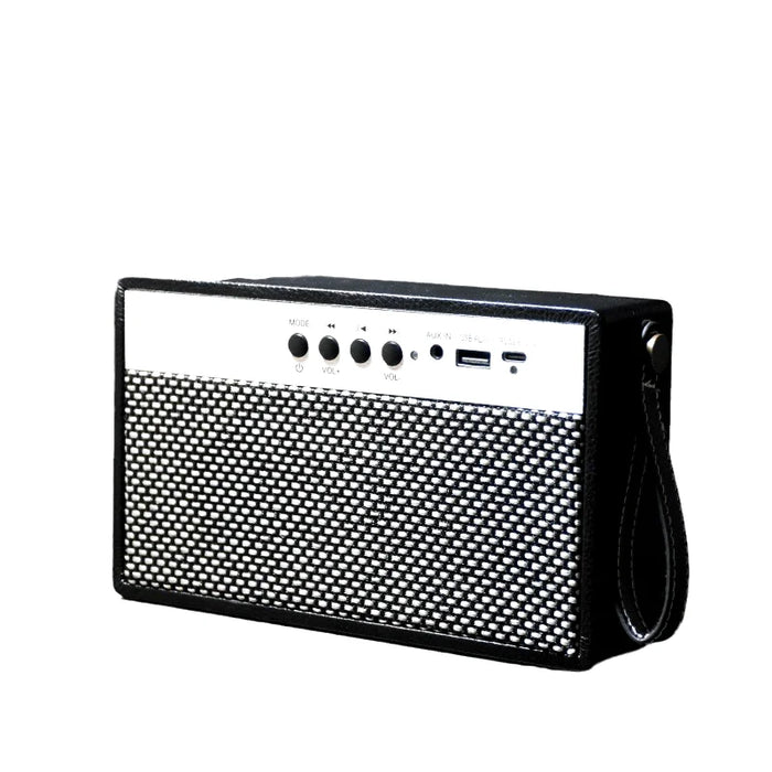 Mini-enceinte Bluetooth portable au fini rétro, noire