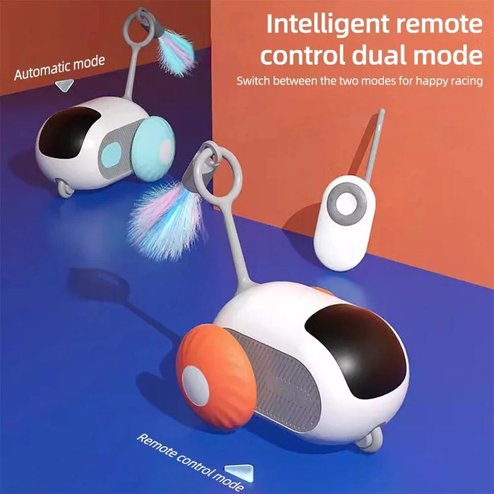 Interactive Remote-Control Cat Toy Car with Obstacle Sensor and USB Charging