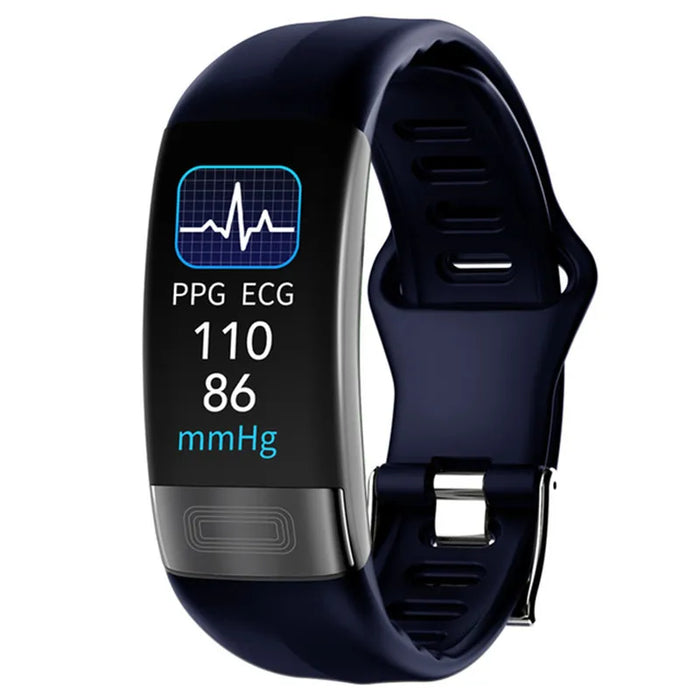 Bracelet fitness ECG/PPG bleu avec écran 0,96 pouce et protection IP67