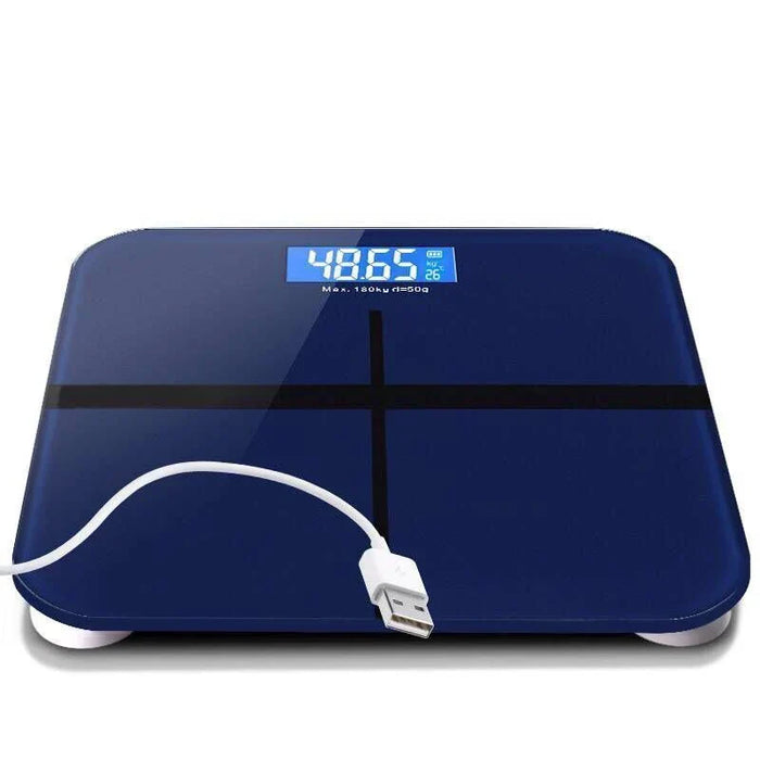Blue Digital Bathroom Weight Scale with LED Display and Battery Power