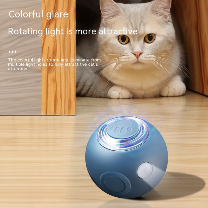 Pink USB-Rechargeable Light-Up Rotating Interactive Cat Ball