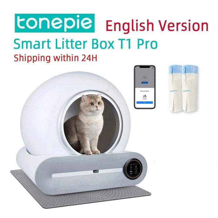 Tonepie 65 L Smart Self-Cleaning Cat Litter Box with Wi-Fi App, No Mat
