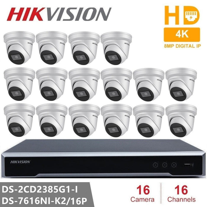 Système de surveillance IP Hikvision avec caméra DS-2CD2385G1-I 8 MP, sans disque dur