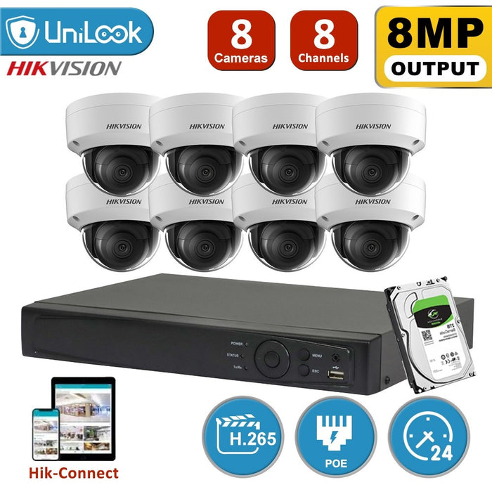 Kit de vidéosurveillance Hikvision avec 4 caméras dôme IP 8 MP et PoE