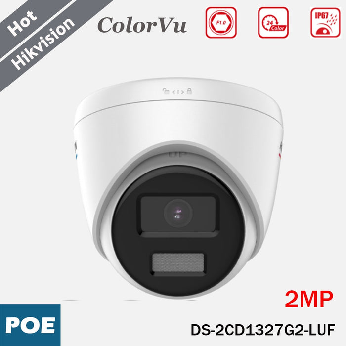 Caméra IP tourelle Hikvision ColorVu DS-2CD1327G2-LUF 2 MP, 2,8 mm, micro, PoE