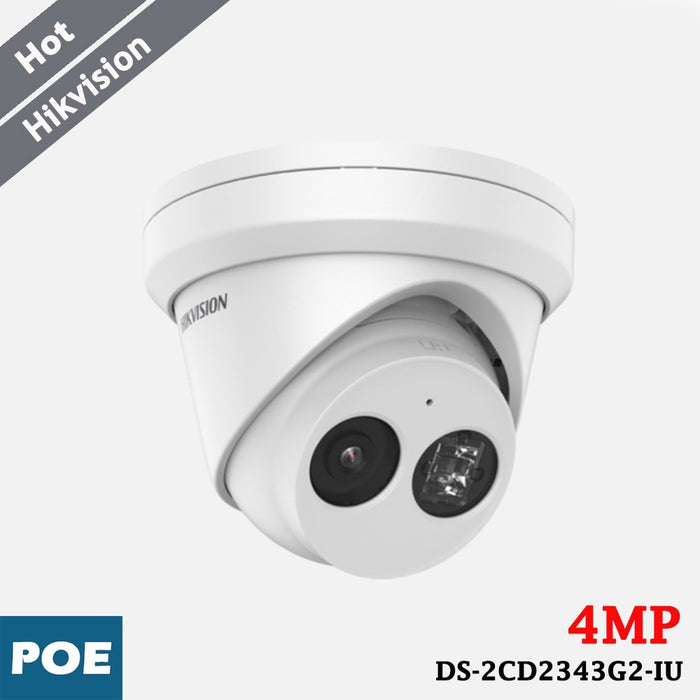 Caméra IP tourelle Hikvision DS-2CD2343G2-IU AcuSense 4 MP, 2,8 mm, micro, PoE
