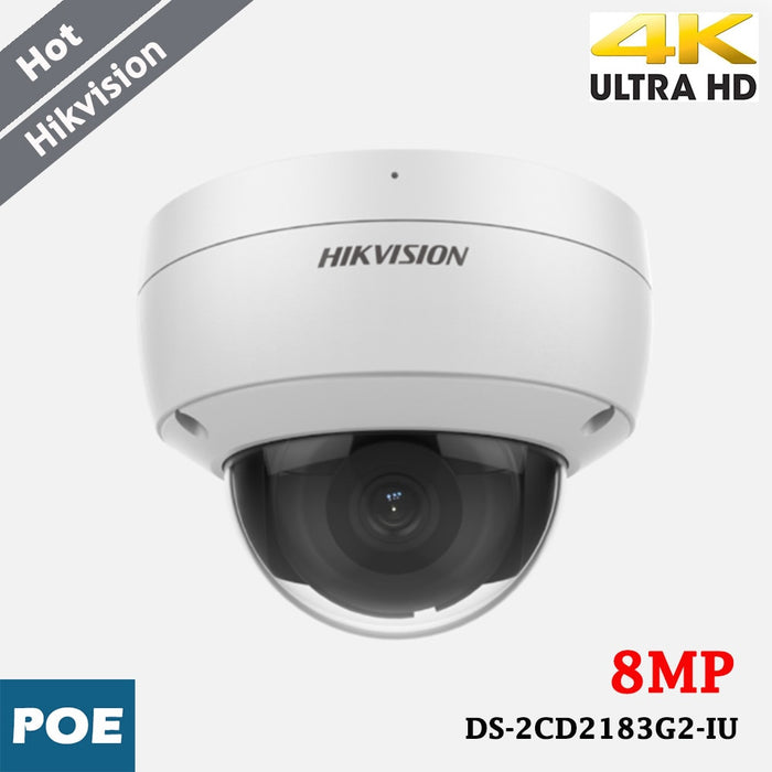 Caméra dôme IP Hikvision DS-2CD2183G2-IU 8 MP, 2,8 mm, micro et PoE