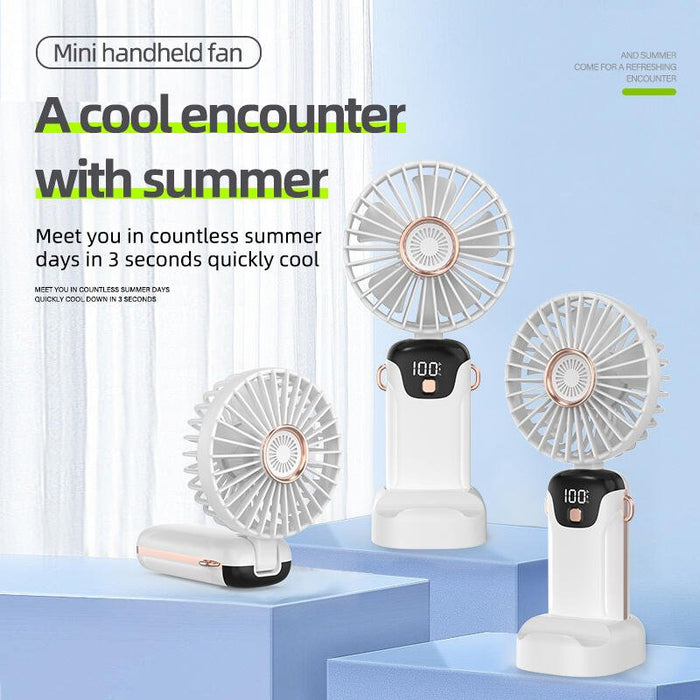 Mini Ventilador de Mano con Pantalla Digital LED 5 Velocidades | Portátil y Potente
