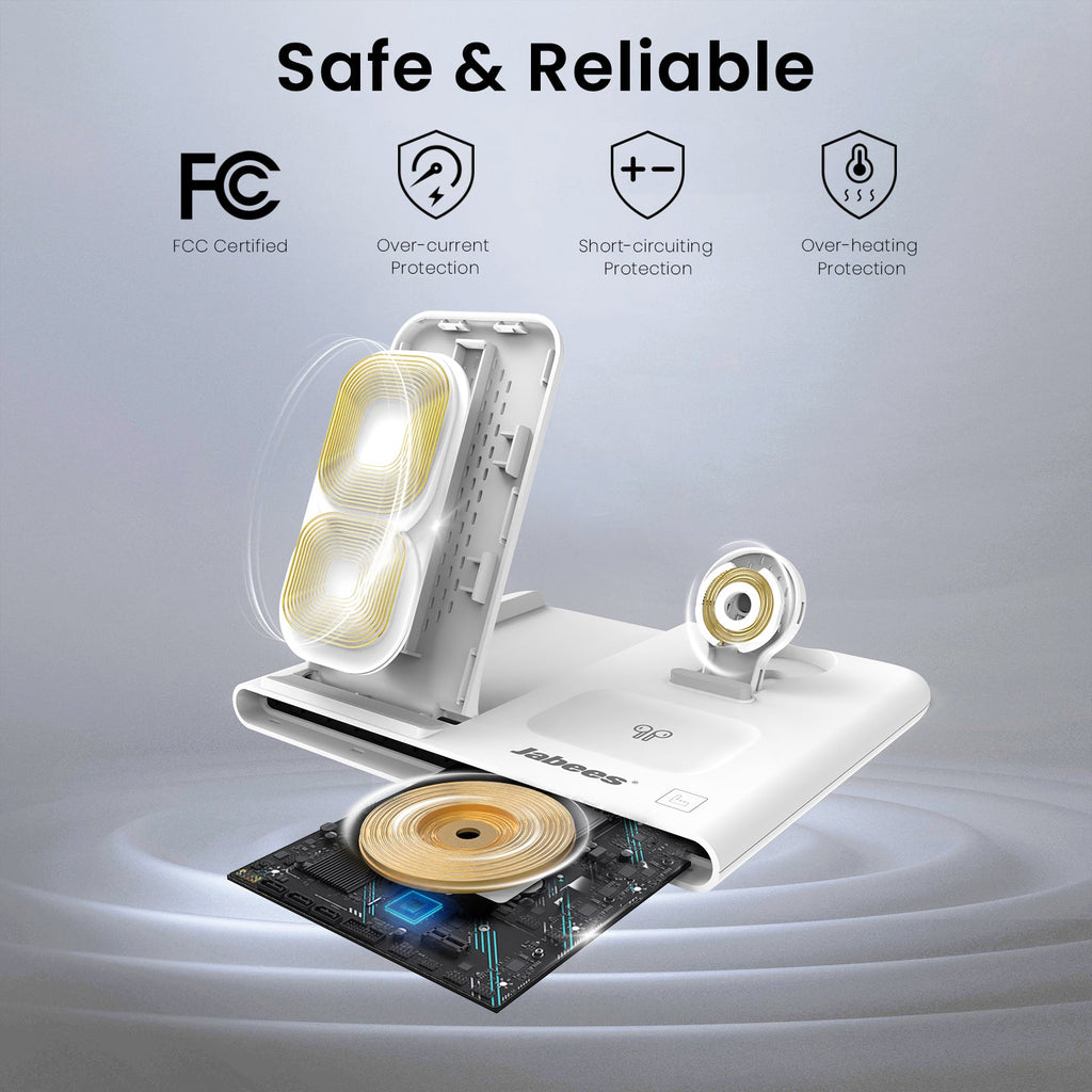 Jabees PowerGlow 4-i-1 trådlös laddningsstation med LED-nattlampa