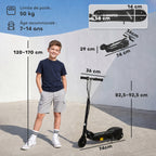 Trottinette électrique pliante pour enfant de +7ans, 120W Vitesse max 12km/h, 74x36x82,5-92,5 cm Noir-2