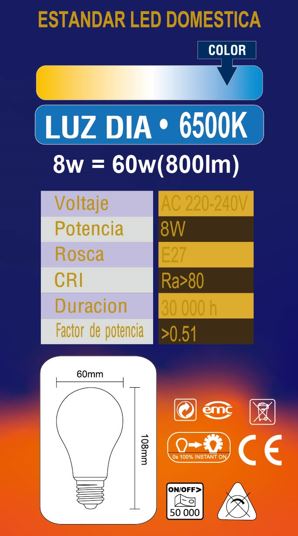 STANDARD LED 8W 6000K BLUE LINE *