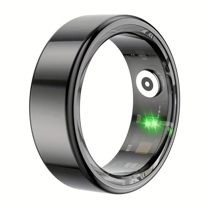 Bague connectée sportive en acier inoxydable noir, taille 8