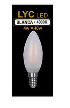 VELA LED FILAM. 4w " MATE 4000K " E-14 LYC