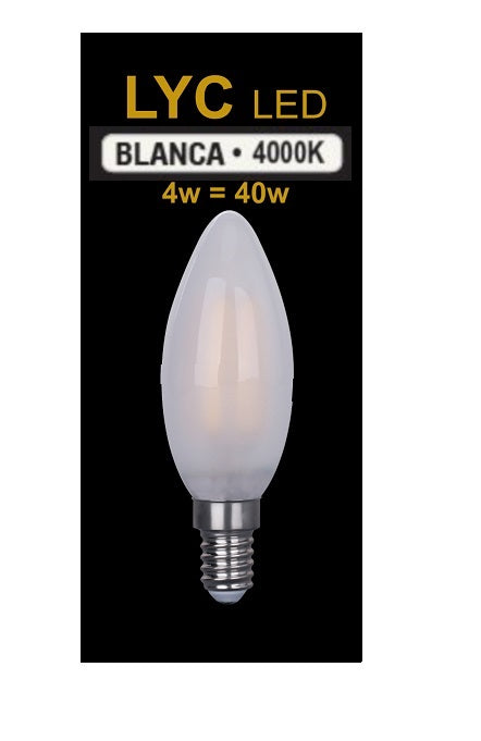 VELA LED FILAM. 4w " MATE 4000K " E-14 LYC
