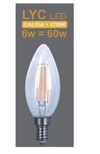 VELA LED FILAMENTO CLARA 6w E-14 2700K 600lm LYC *