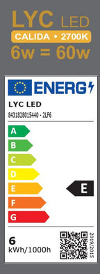 VELA LED FILAMENTO CLARA 6w E-14 2700K 600lm LYC *