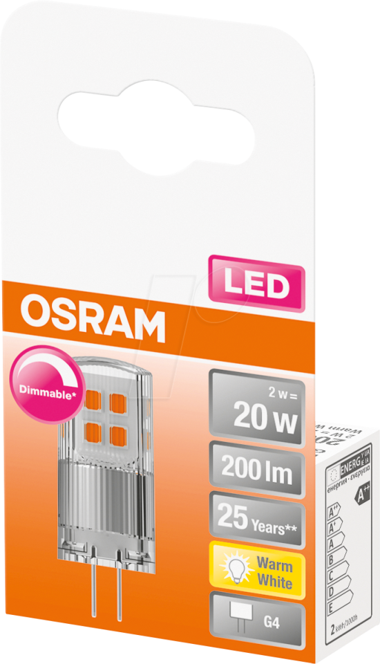 2 PIN LED SUPERSTAR 2w 12v 827 G4 " DIM " OSRAM *