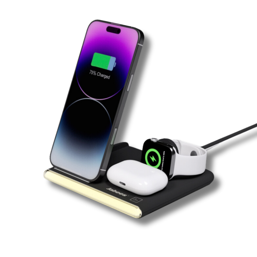 Jabees PowerGlow 4-i-1 trådlös laddningsstation med LED-nattlampa