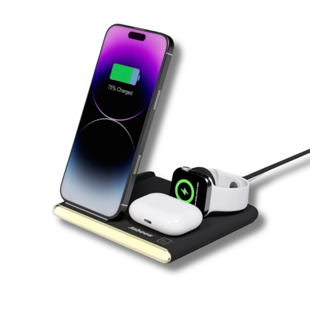 Jabees PowerGlow 4-i-1 trådlös laddningsstation med LED-nattlampa
