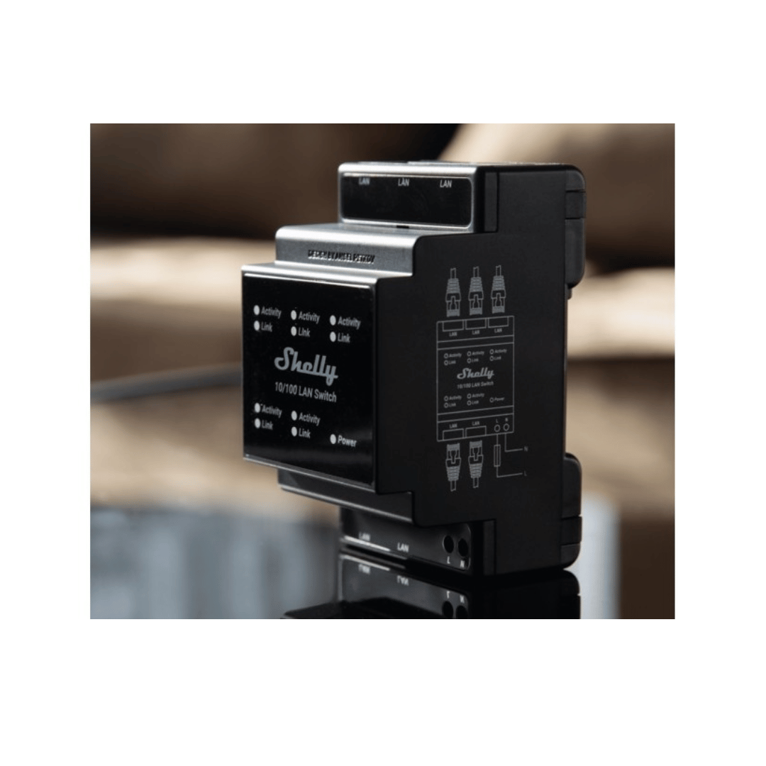 Shelly LAN Switch — Conmutador Ethernet 5 Puertos DIN Rail