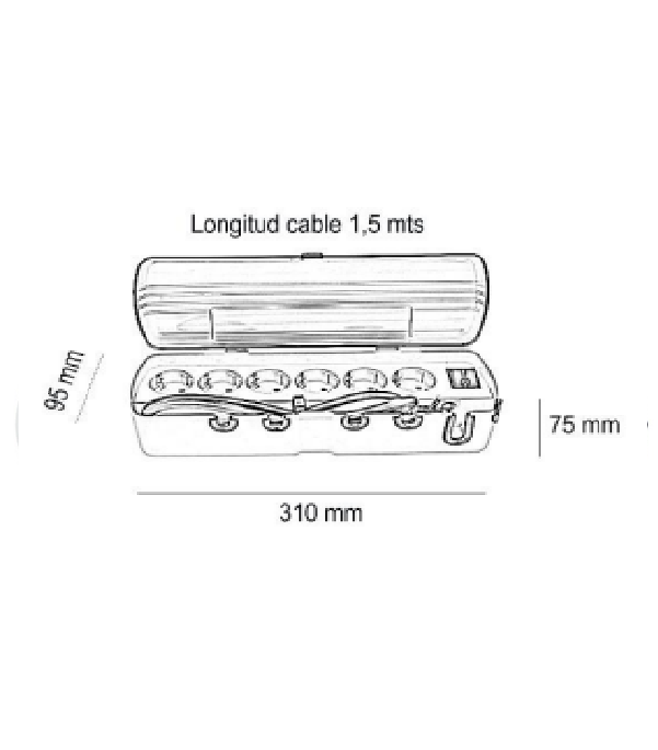 BASE 6 TOMAS TT + INT. + CABLE " antipolvo "