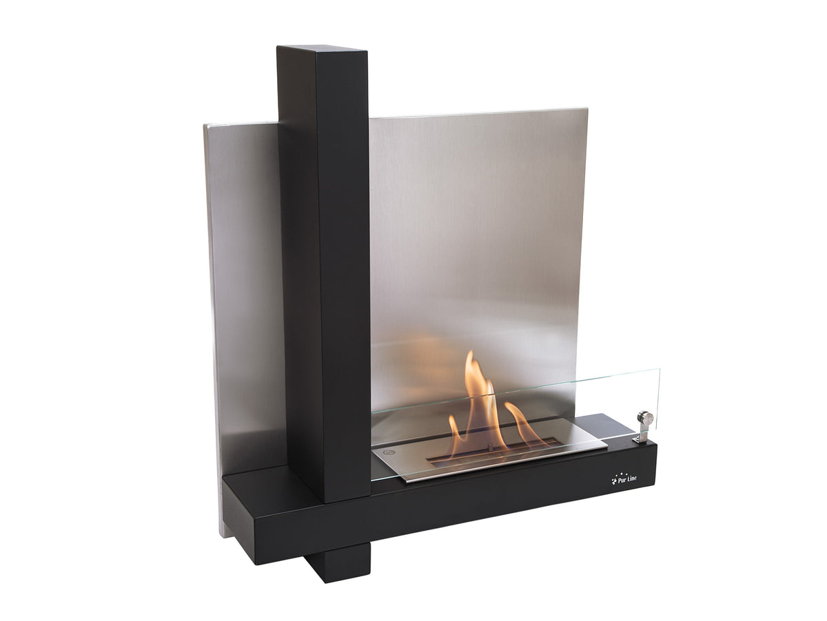 Chimenea de etanol mural en acero inoxidable negro