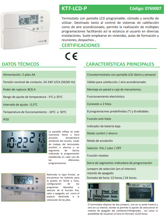 CRONOTERMOSTATO DIGITAL  "2hilos + pilas"