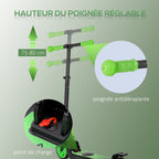 Trottinette électrique enfants 6 ans + pliable scooter électrique vitesse 8 km/h 71x36,5x75-80cm, aluminium, acier, vert-6