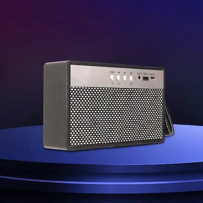 Bærbar mini-Bluetooth-høyttaler med retrodesign, svart