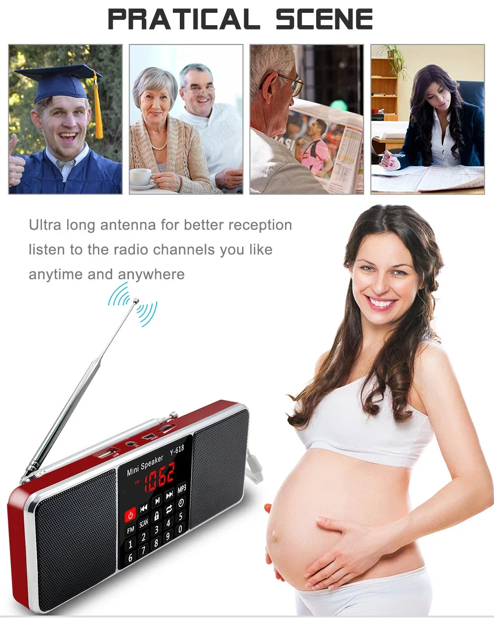 Digital FM Radio Receiver Stereo Red-2