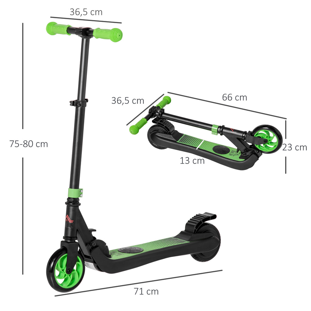 Trottinette électrique enfants 6 ans + pliable scooter électrique vitesse 8 km/h 71x36,5x75-80cm, aluminium, acier, vert-2