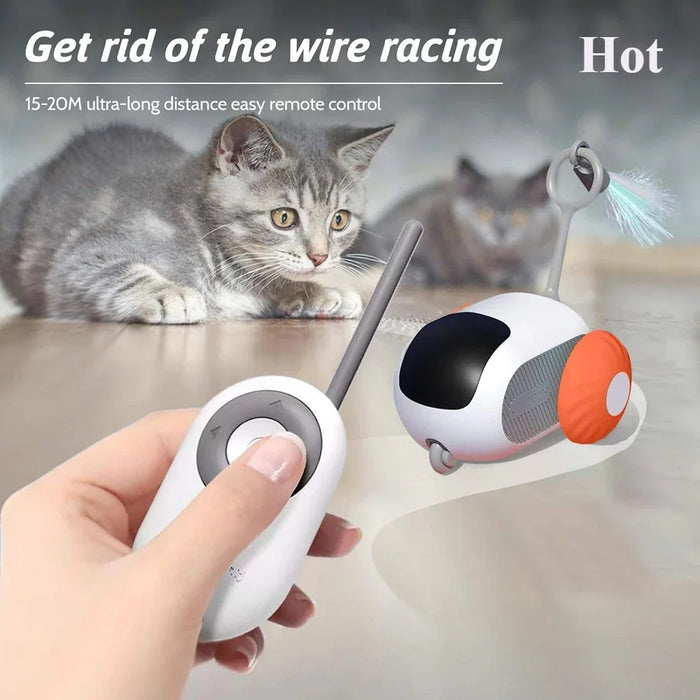 Interactive Remote-Control Cat Toy Car with Obstacle Sensor and USB Charging