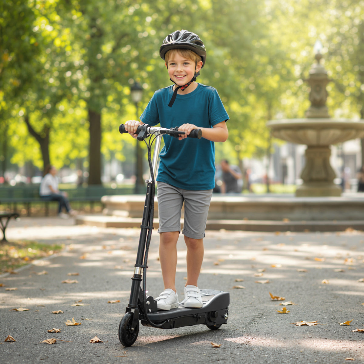 Trottinette électrique pliante pour enfant de +7ans, 120W Vitesse max 12km/h, 74x36x82,5-92,5 cm Noir-9