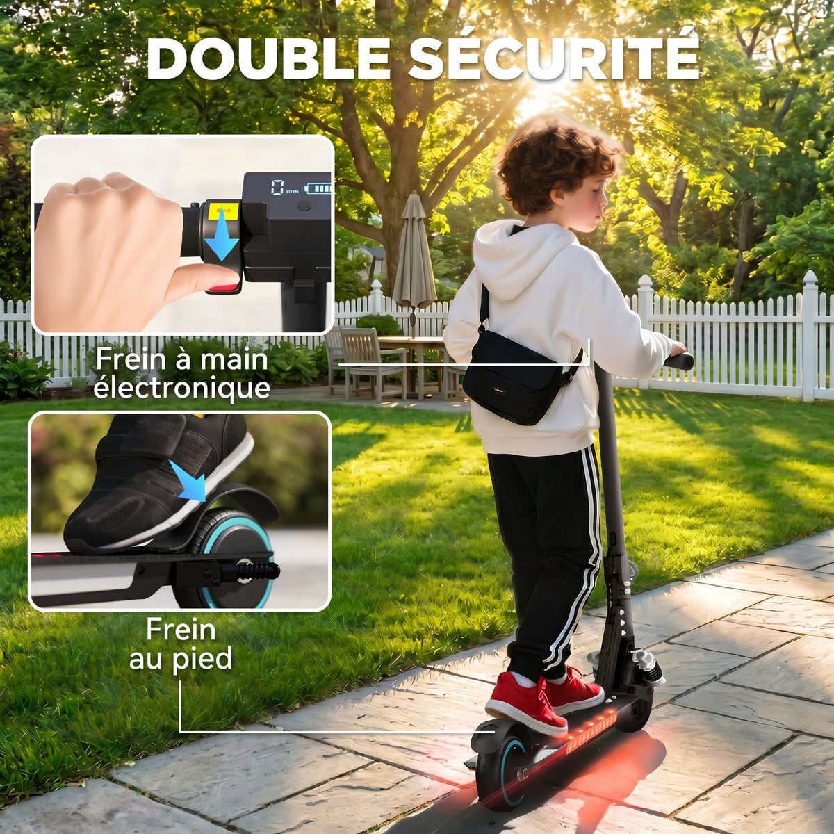 Trottinette électrique pour enfants 6-14 ans scooter électrique pliable pour enfants vitesse max 14 km/h aluminium noir-8
