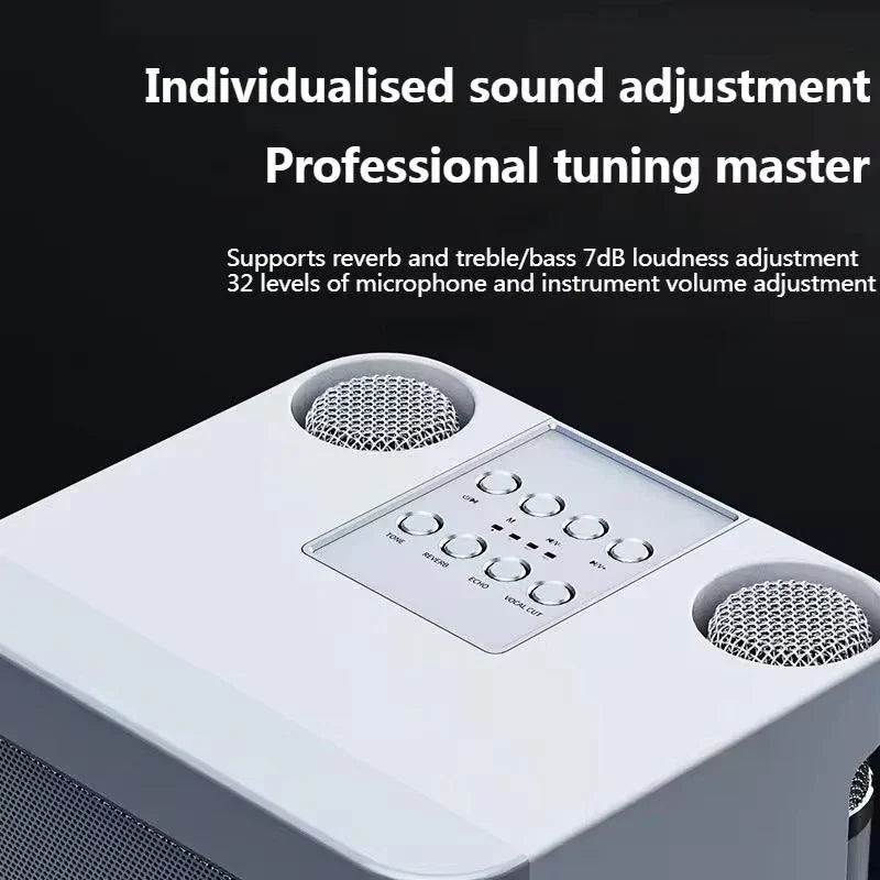 Portable Dual Microphone Karaoke Speaker System (White)-3