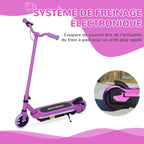 Trottinette électrique pour enfants 6-14 ans, vitesse maximale 10 km/h, lumières LED colorées, frein électrique, violet-4