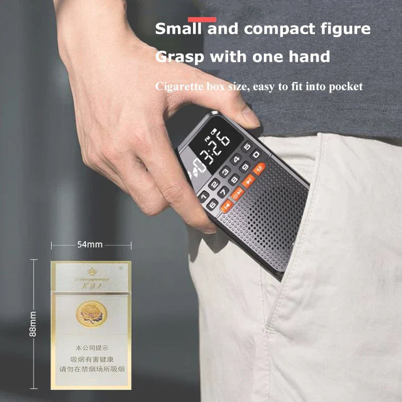 FM Mini Radio with Dual Antenna Black-3