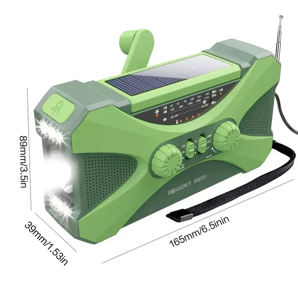 Solar Hand Crank Emergency Radio Green-1