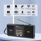 Portable FM Radio Bluetooth Speaker Black-2