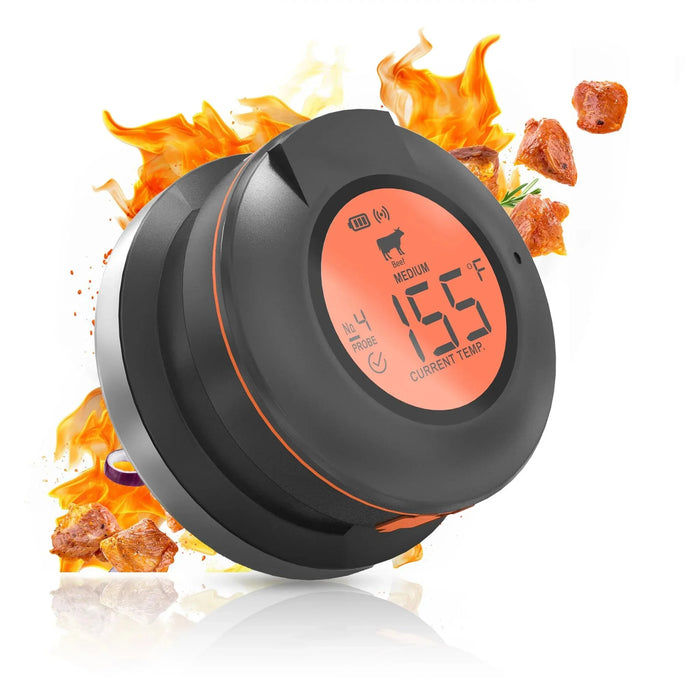 WENMEICE AT-02 Bluetooth BBQ Thermometer, Four Channels and LCD Display
