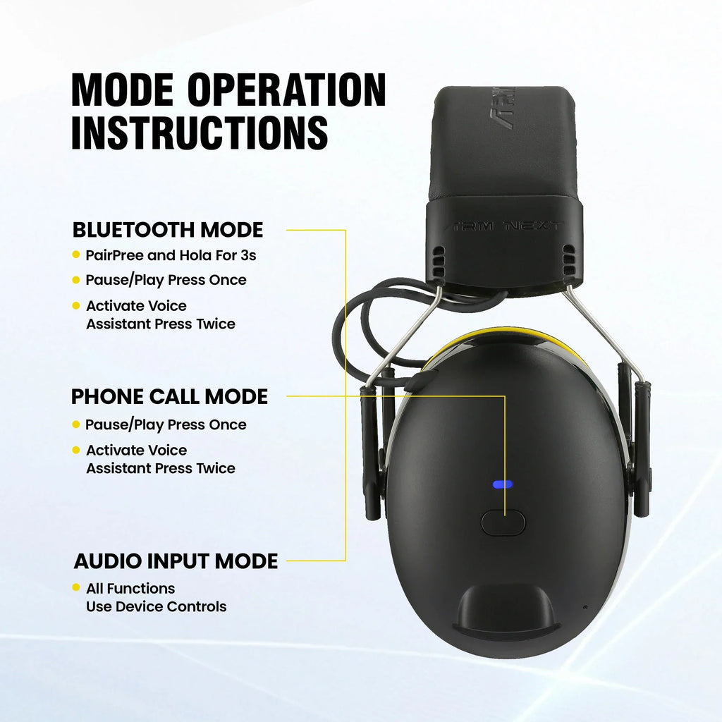 Rechargeable Noise Reduction Earmuffs Yellow-3