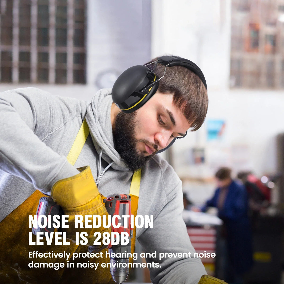 Rechargeable Noise Reduction Earmuffs Yellow-2