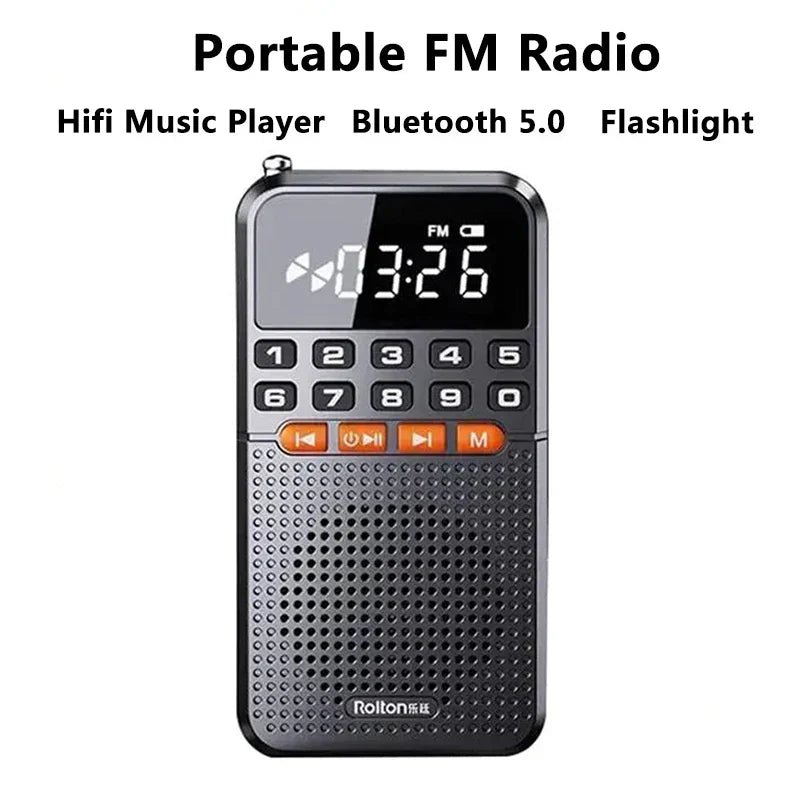 FM Mini Radio with Dual Antenna Black-1