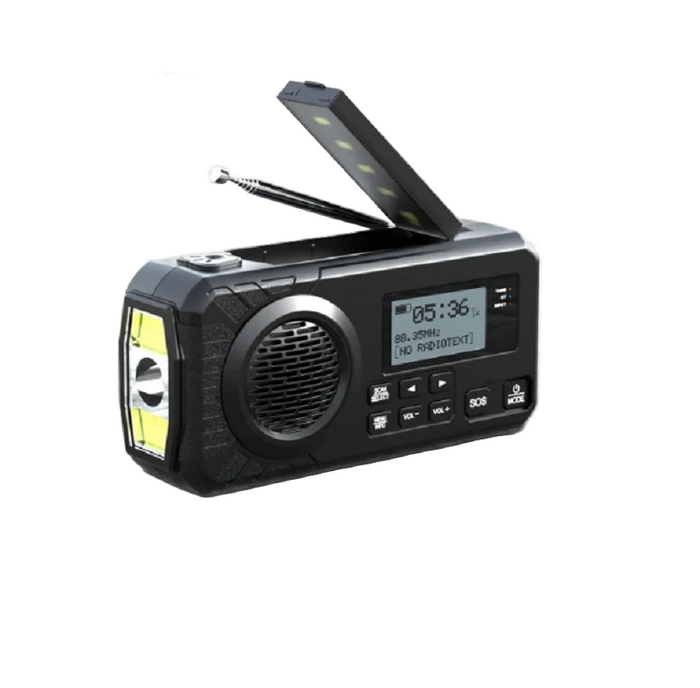 Radio d’urgence DAB+ solaire à manivelle, noire