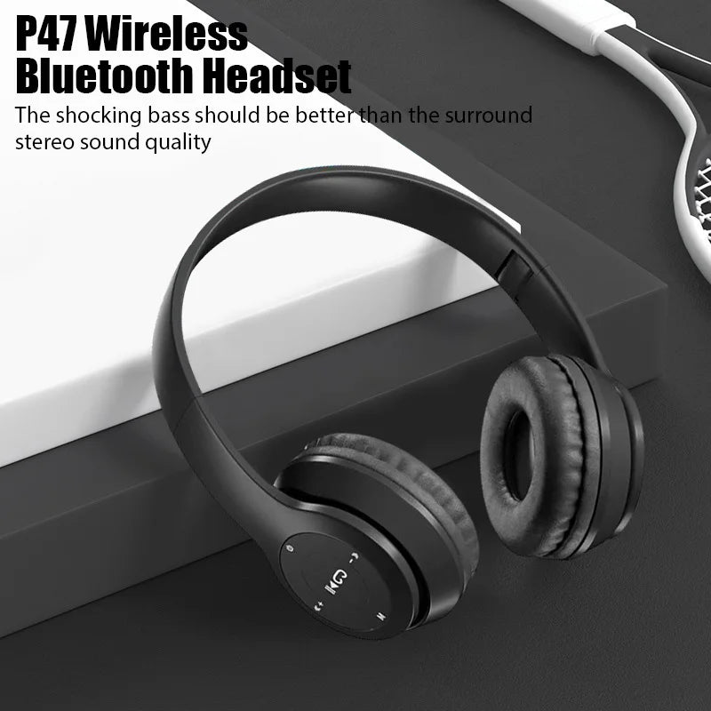 Black wireless Bluetooth over-ear headphones