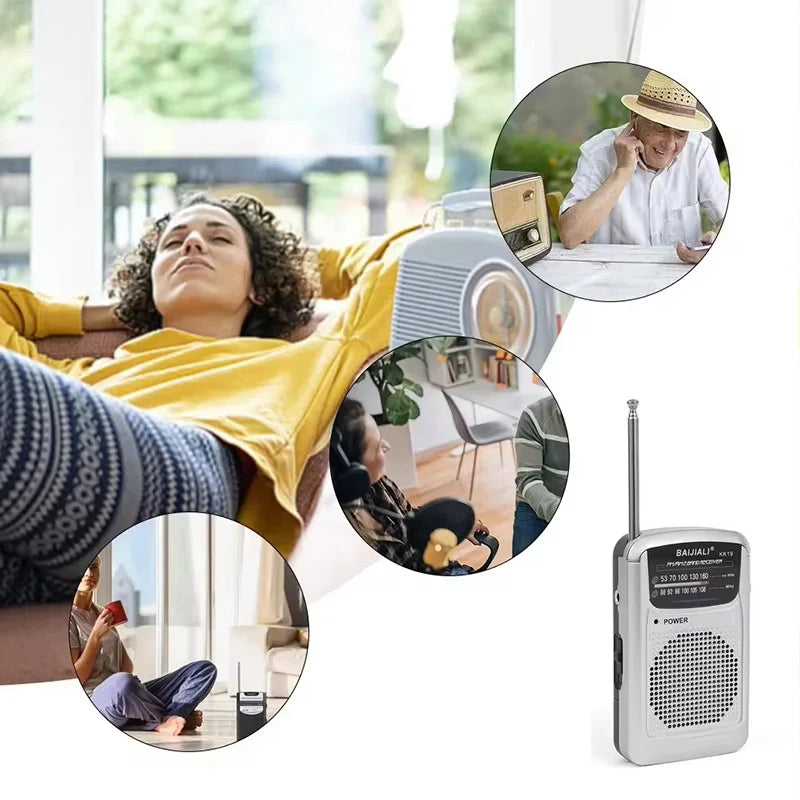 Full Band Portable Mini Pocket Radio Silver-4