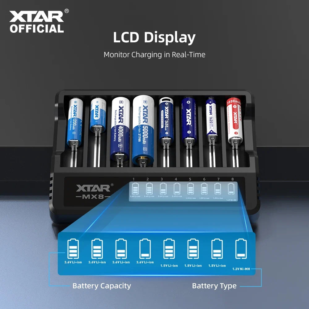 XTAR MX8 smart battery charger