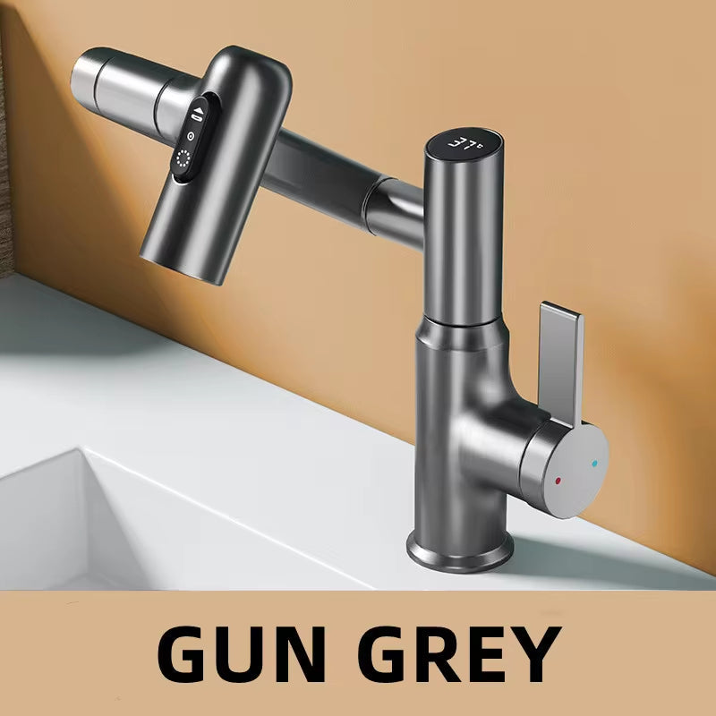 Rubinetto intelligente girevole per lavabo con illuminazione LED