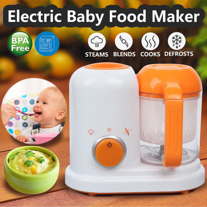 220 V Baby Food Processor for Steaming, Heating and Blending, Orange