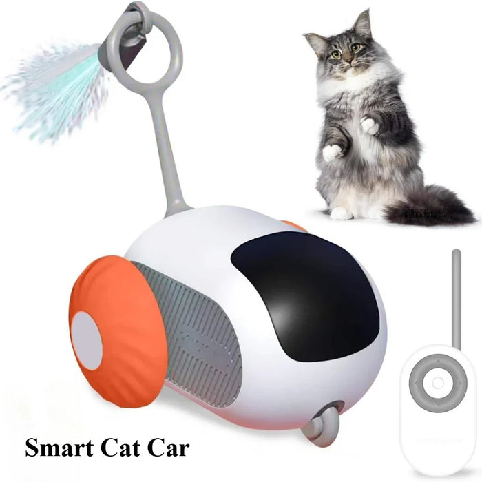 Interactive Remote-Control Cat Toy Car with Obstacle Sensor and USB Charging